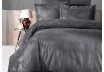 Постельное белье сатин жаккард First Choice - Dark Tecna Anthracite (Турция), евро
